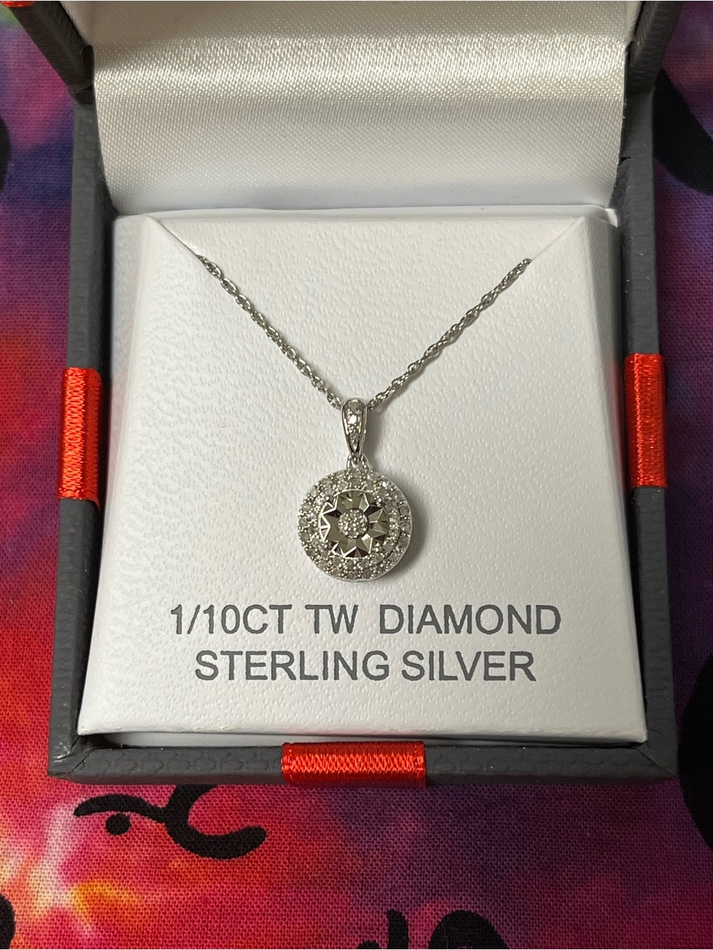 1/10 CTW Genuine Diamond Sterling Silver Halo Pendant Necklace